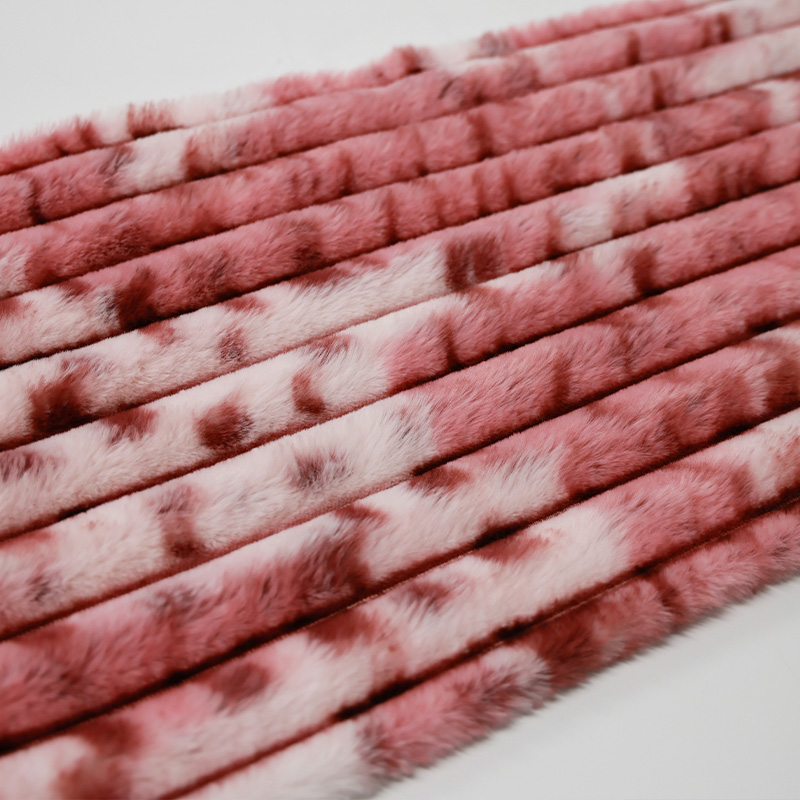 Pink tie-dyed striped rabbit hair
