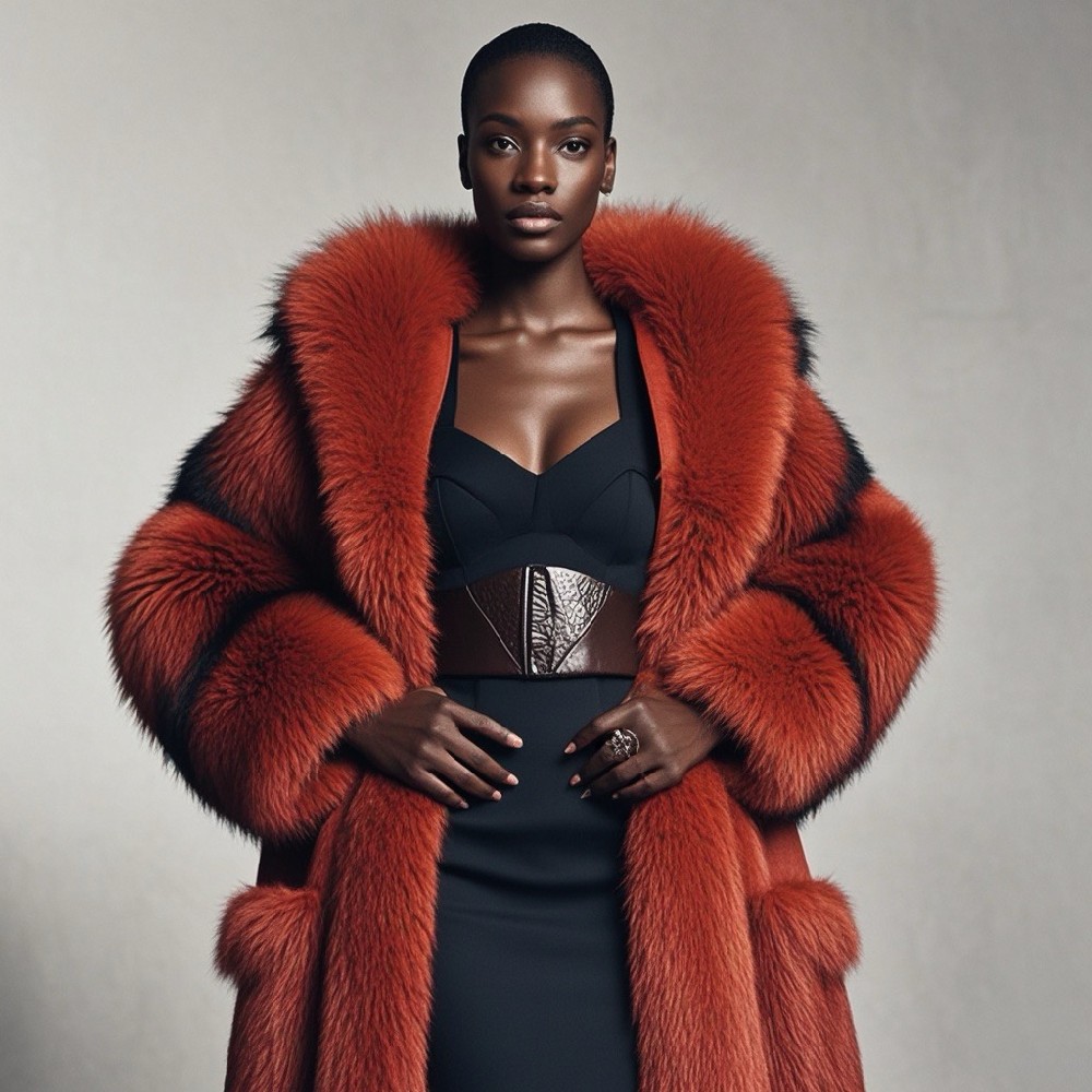 Faux fox fur coat