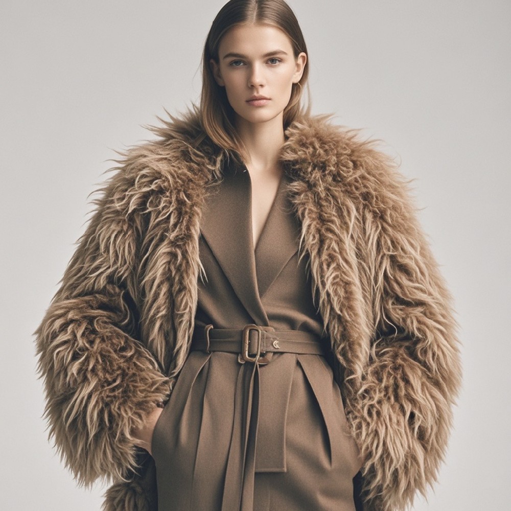 Curled velvet coat