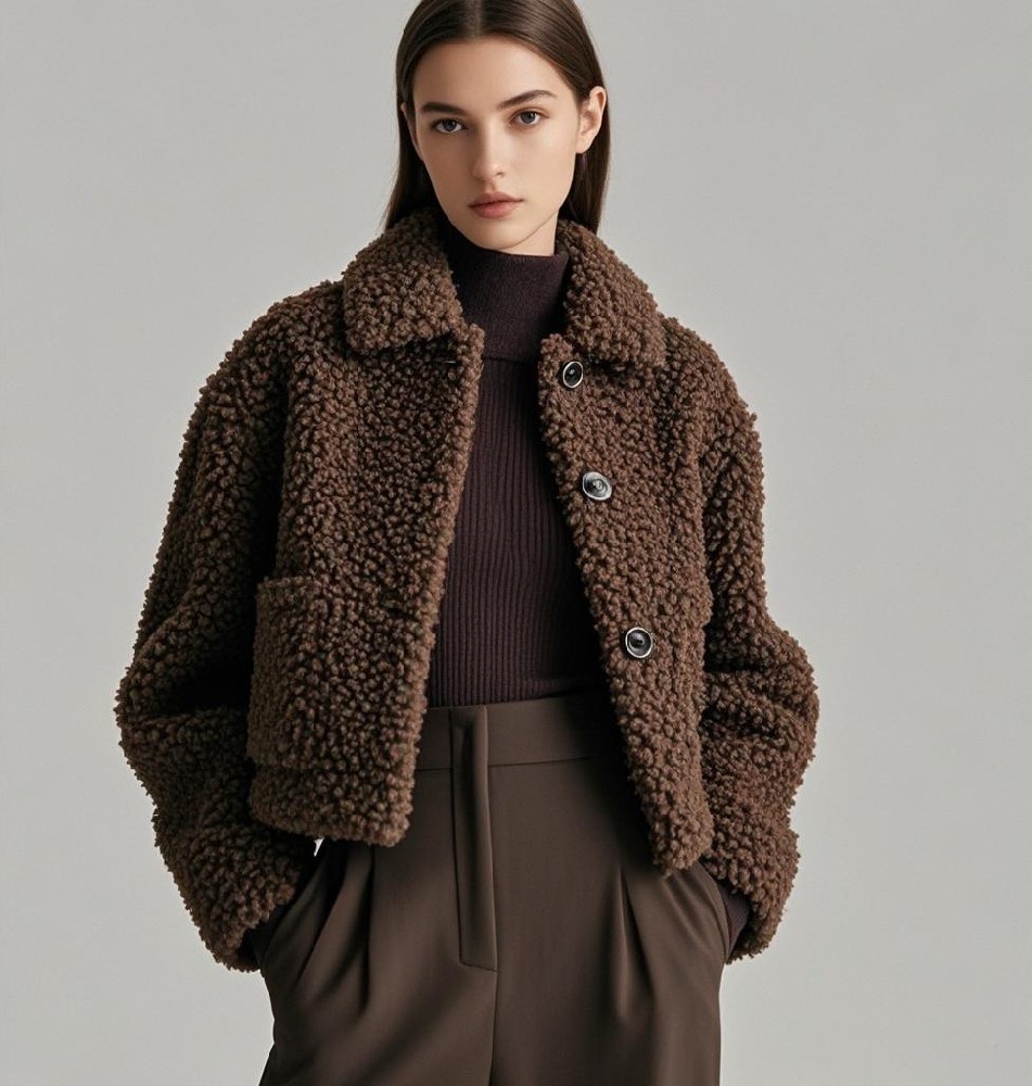 Imitation lamb fur coat