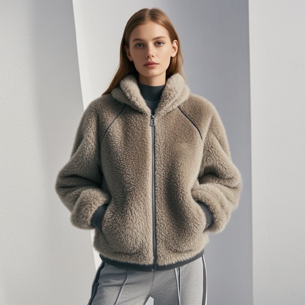 Faux Marten fur sports coat