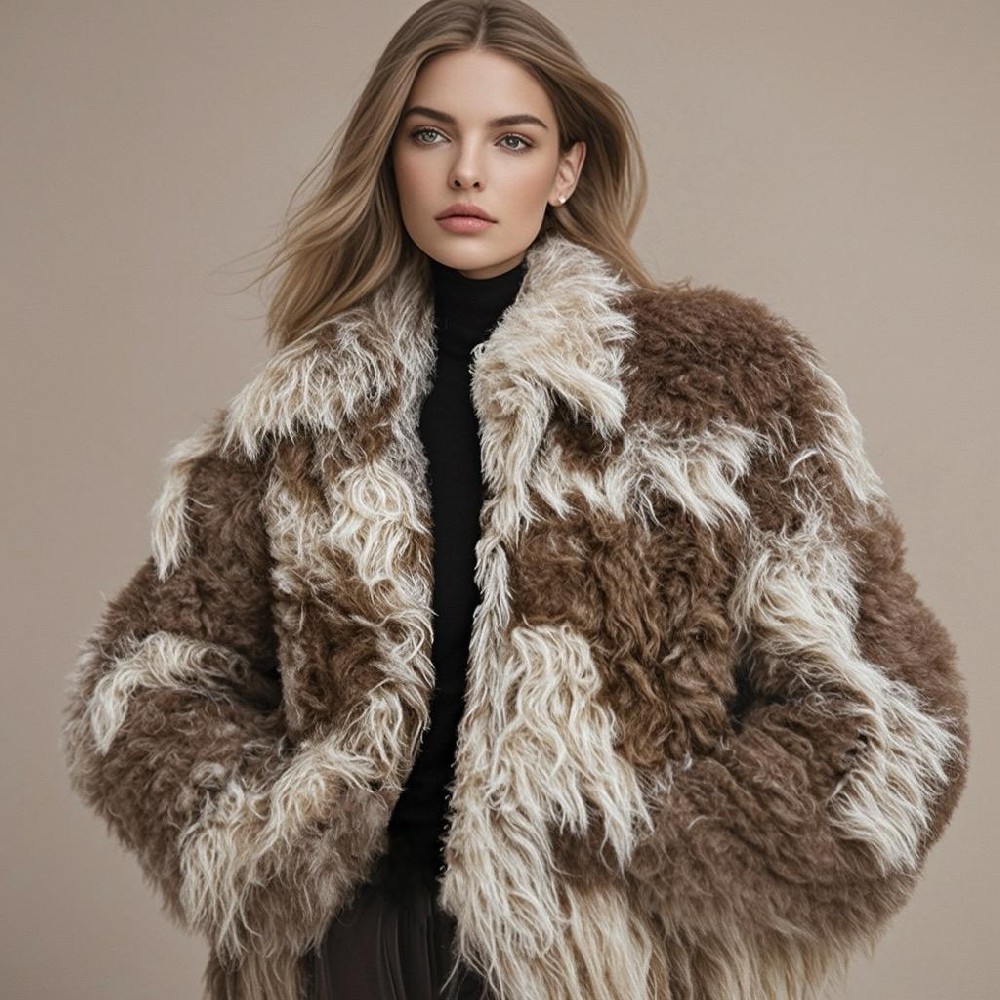 Imitation lamb fur coat