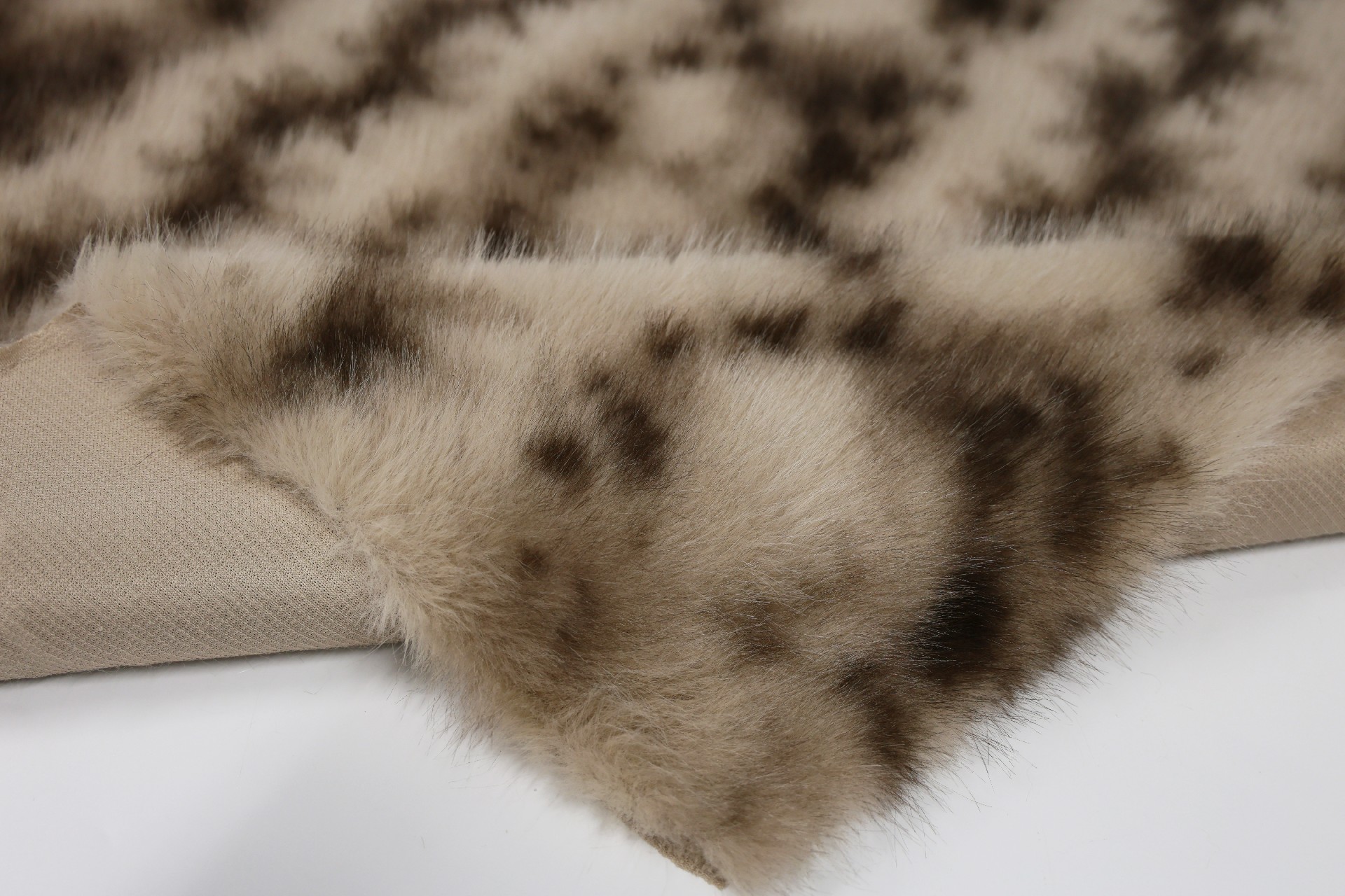 Khaki Faux fox fur fabric