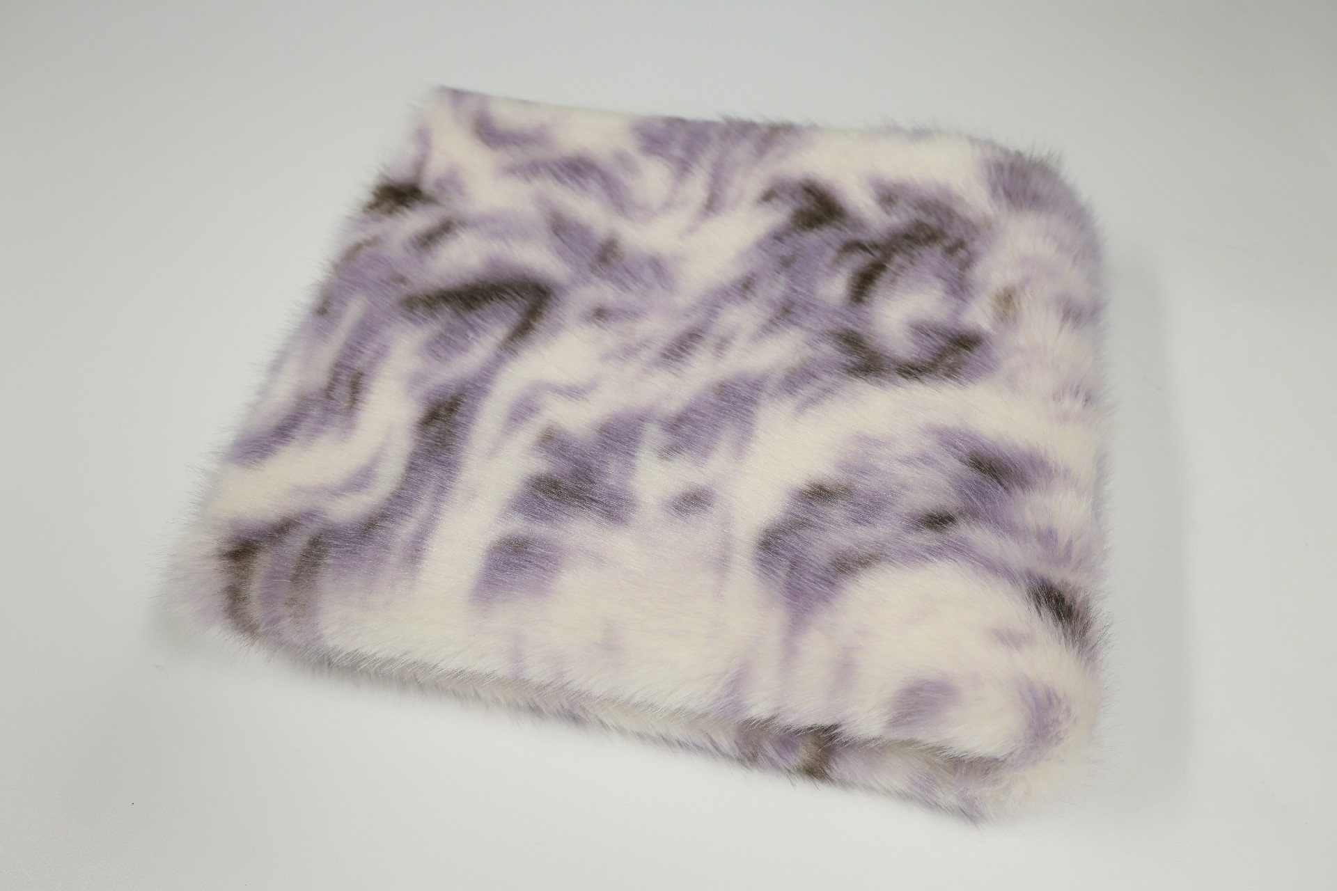 faux fox fur fabric with purple phoenix pattern
