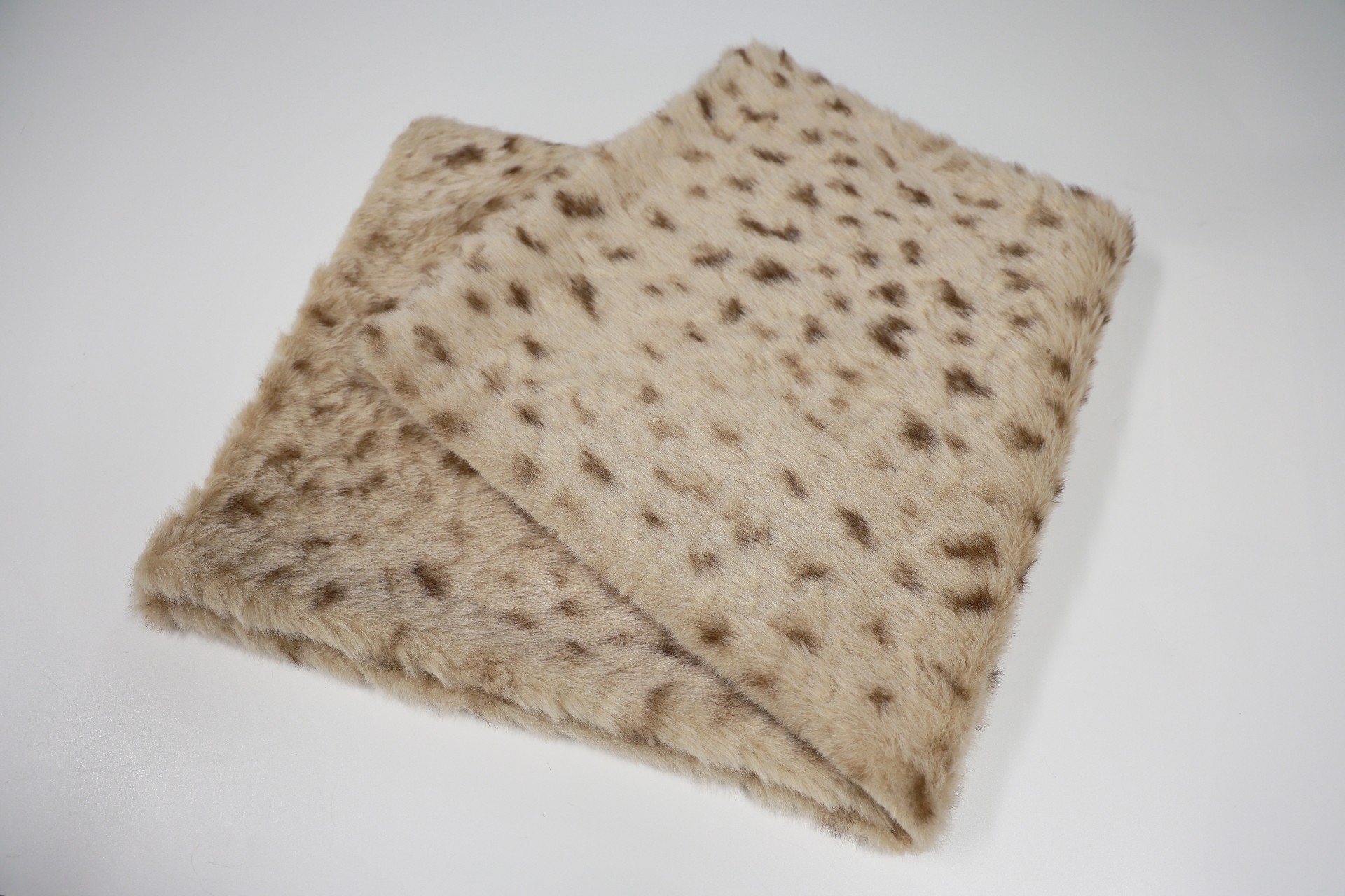 Khaki Dye Polka Dot Brushed faux fox fur fabric