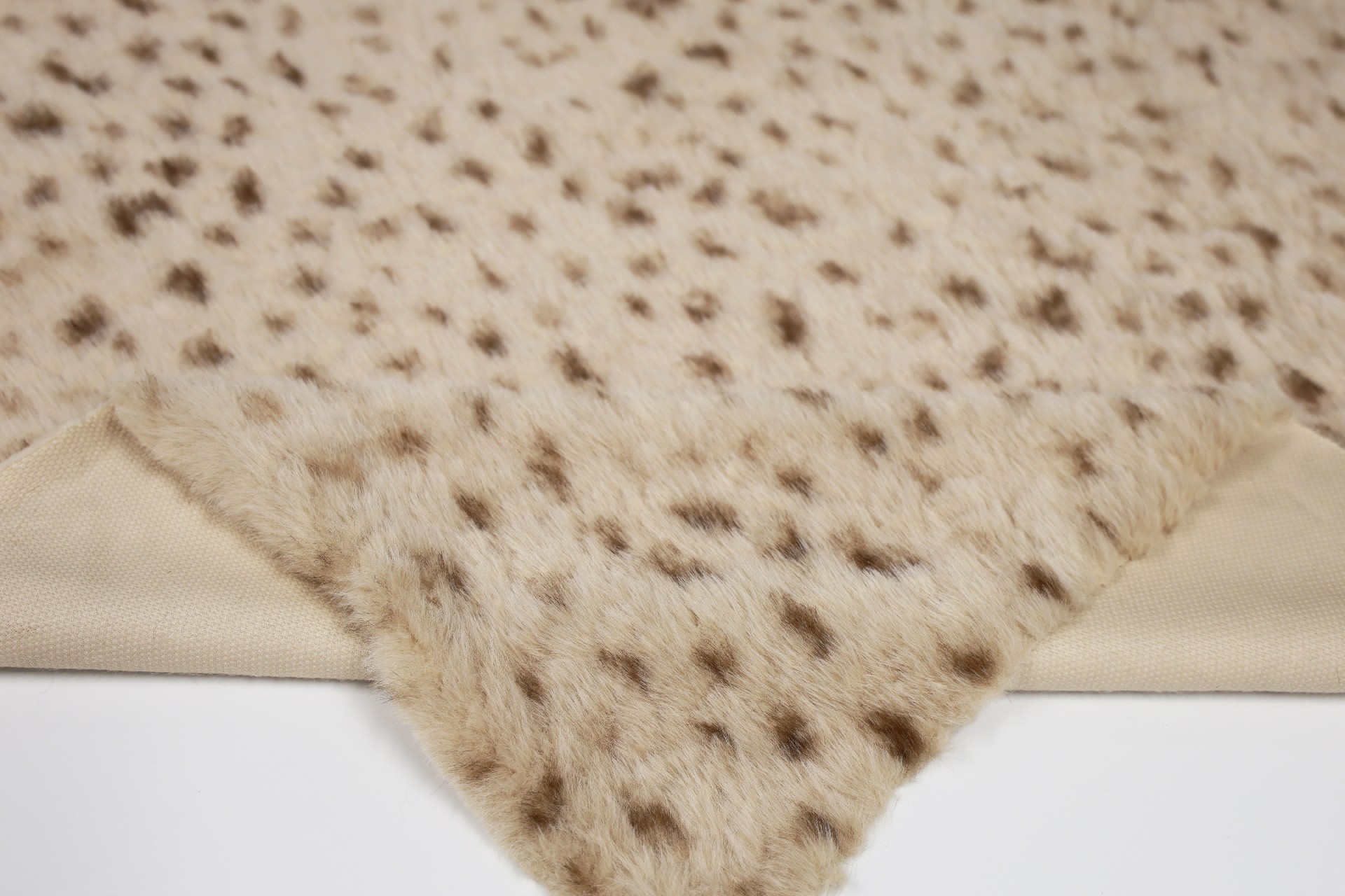 Khaki Dye Polka Dot Brushed faux fox fur fabric
