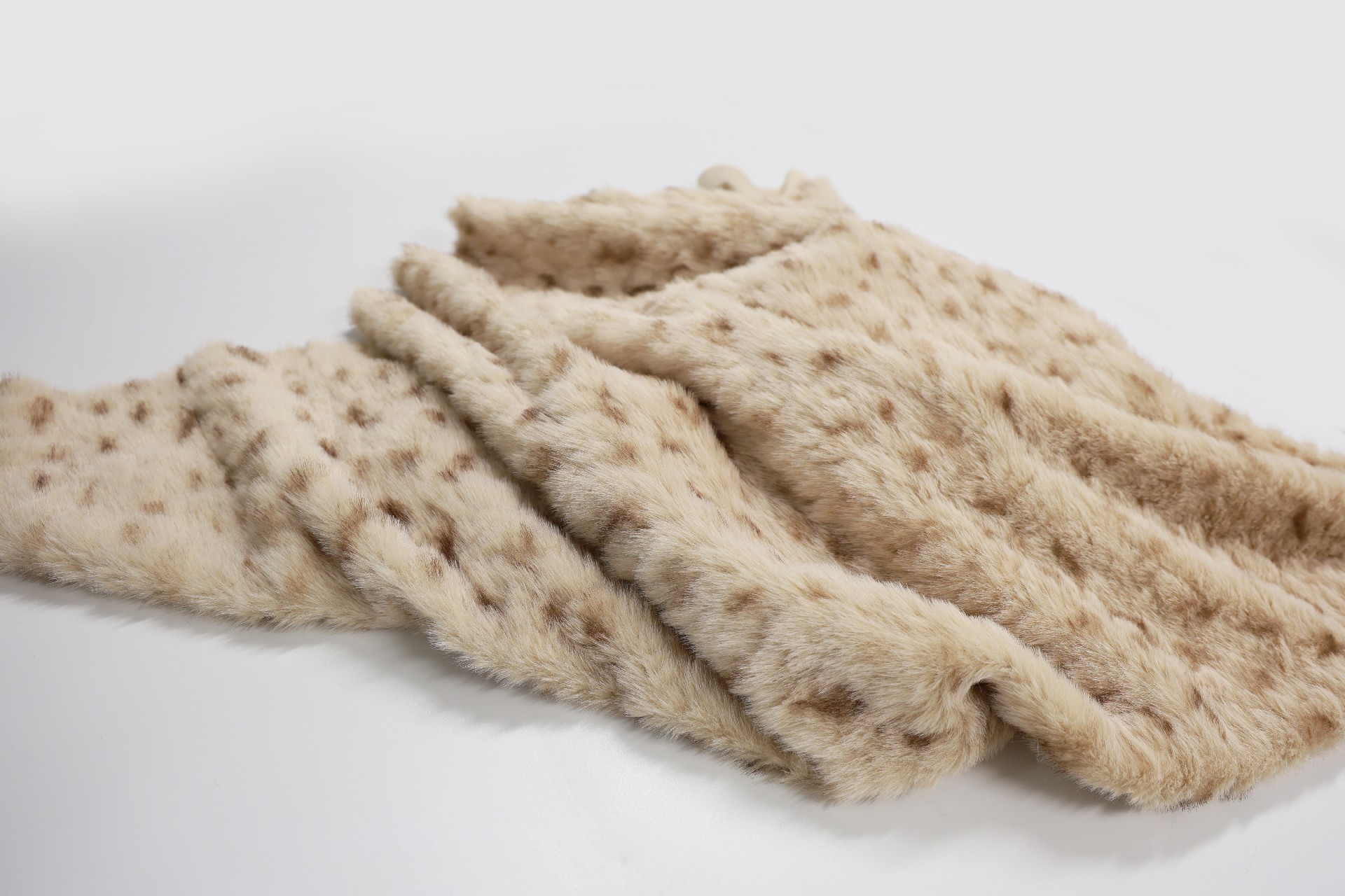 Khaki Dye Polka Dot Brushed faux fox fur fabric