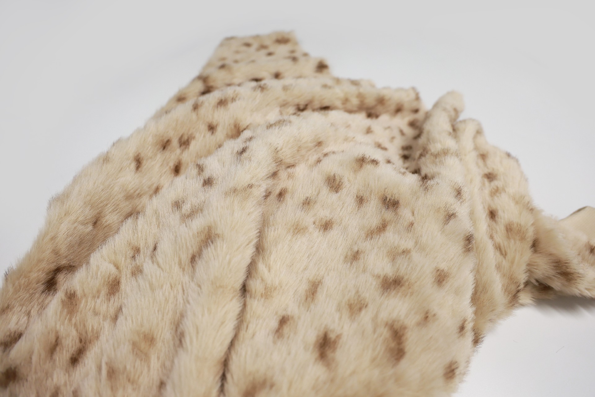 Khaki Dye Polka Dot Brushed faux fox fur fabric