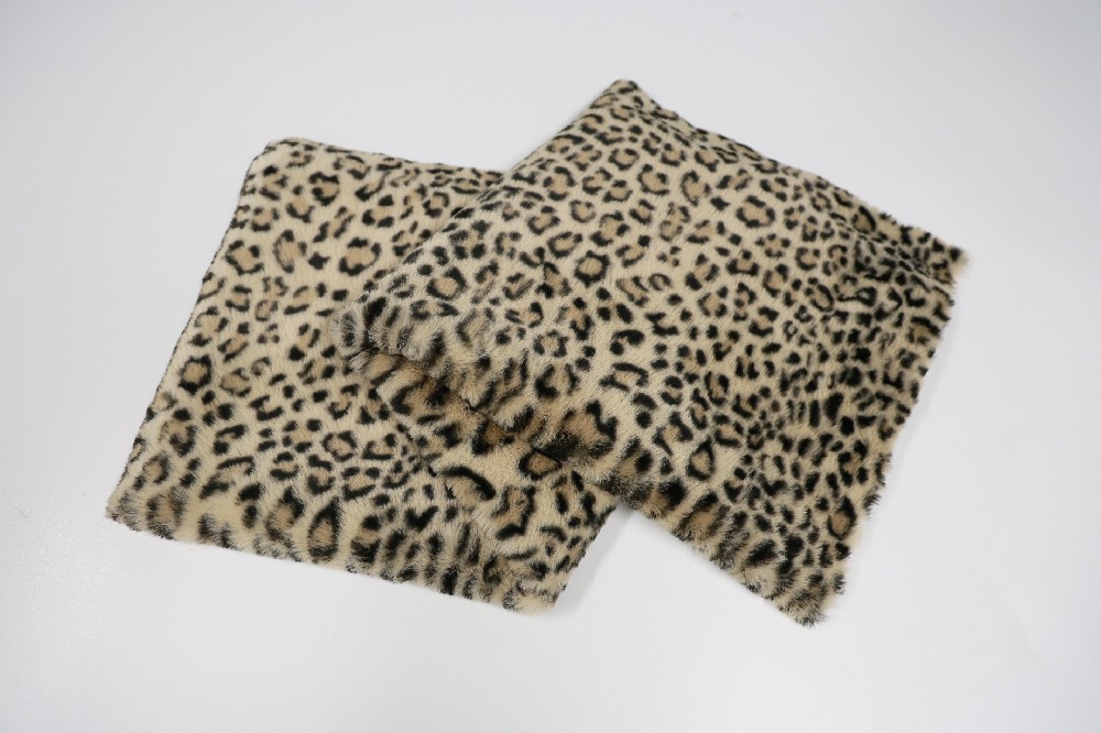 Beige leopard print rabbit fur