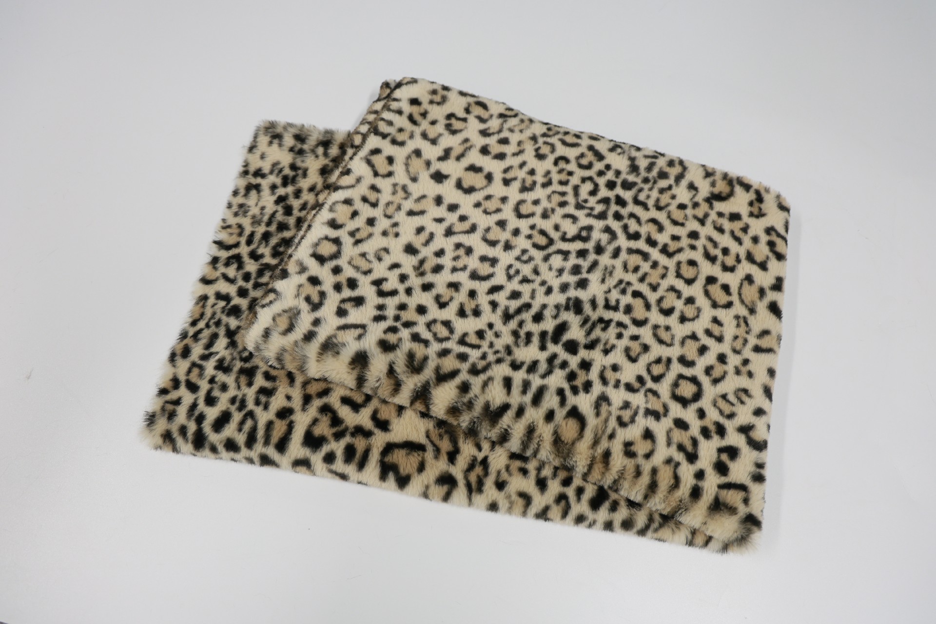 faux fur Beige leopard print rabbit fur