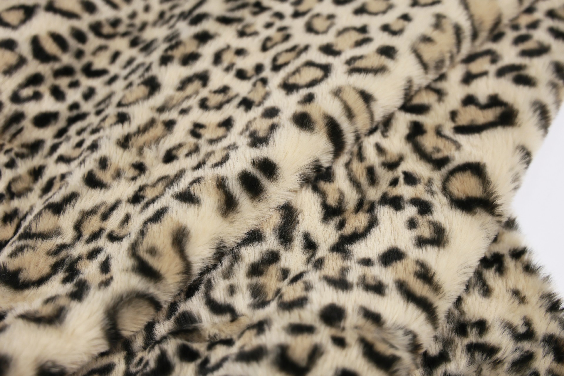 faux fur Beige leopard print rabbit fur