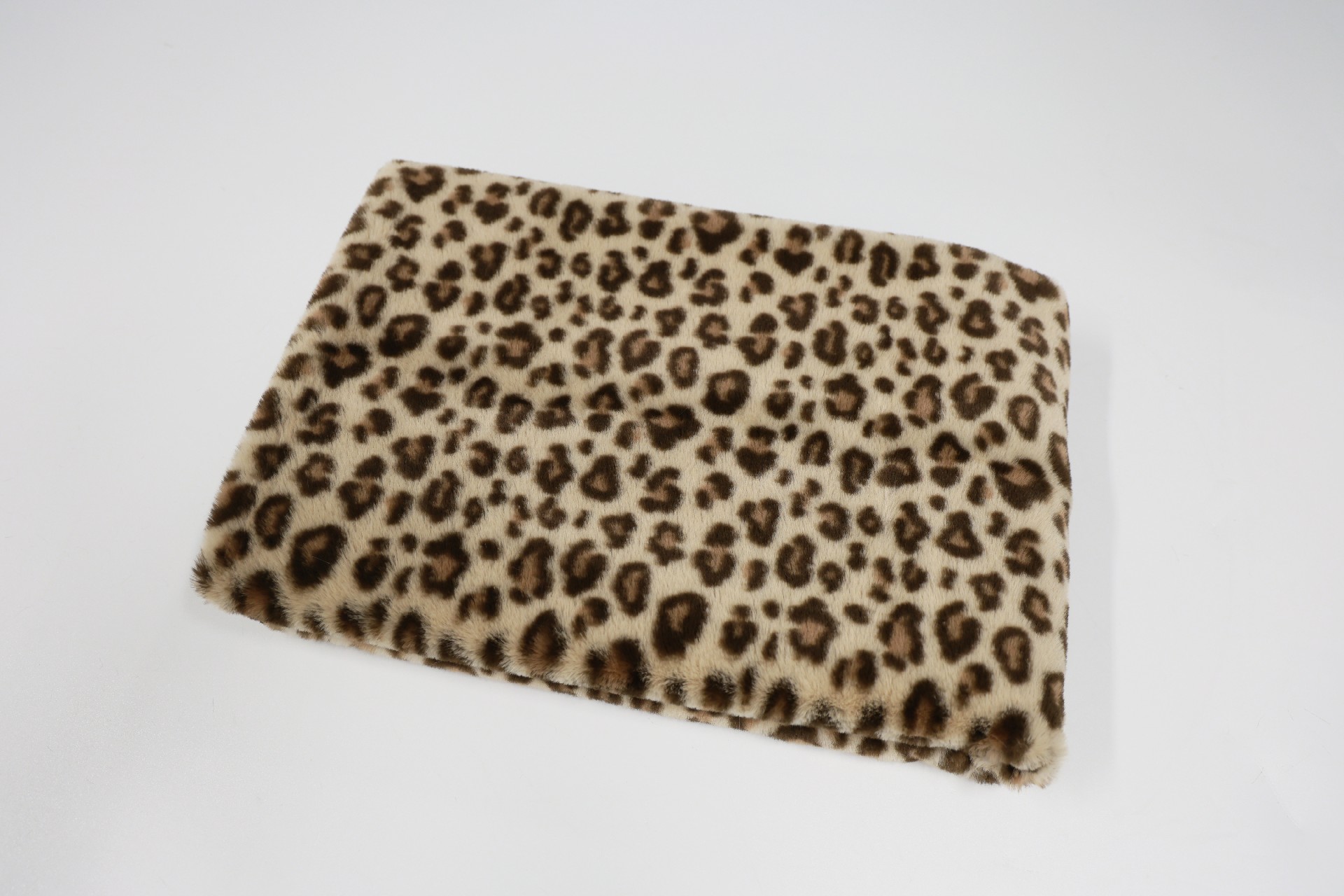 Brown 3-color printed leopard faux rabbit fur