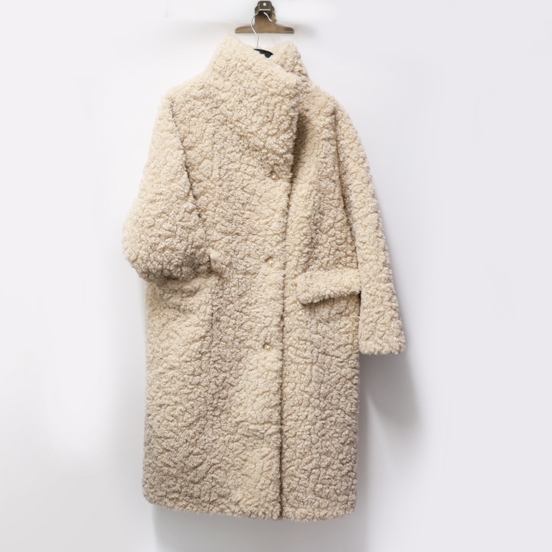 Curly Faux Lambswool Long Coat - Luxury Faux Fur Jacket