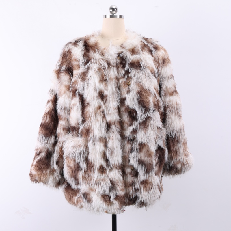 Eco-Certified Winter Coat - Jacquard Fox Fur Imitation Women's Coat (Customizable)