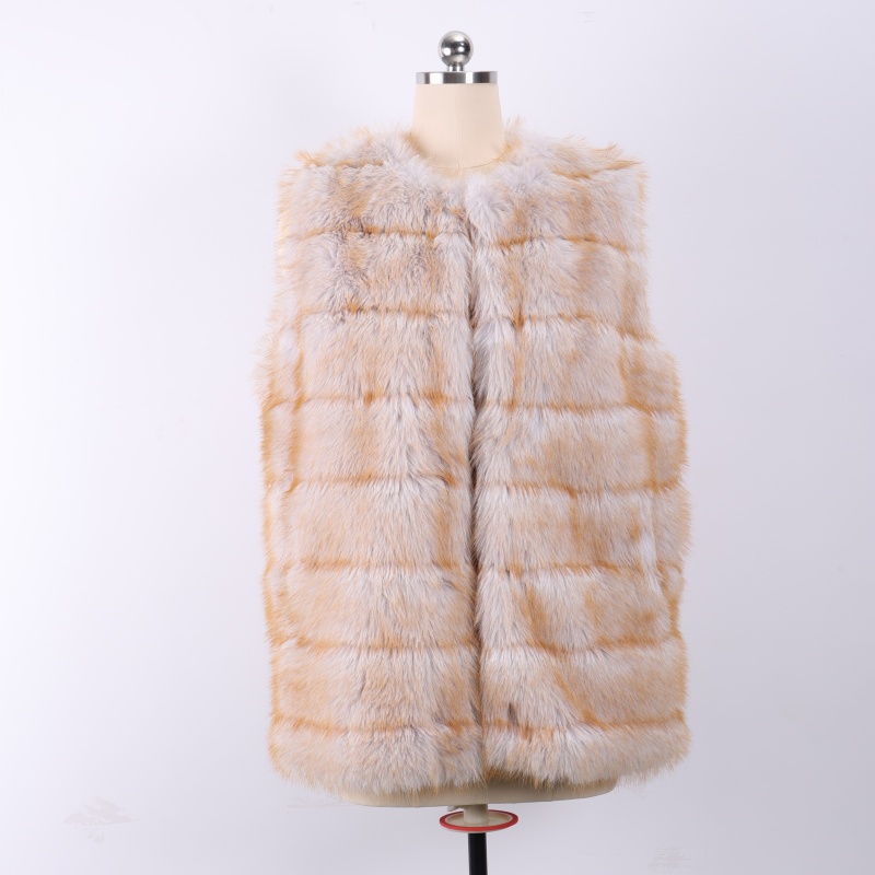 Sleeveless Off-White Dyed Pointed-Collar Faux Mink Vest - EU OEKO-TEX Certified Winter Layering Essential (Customizable)