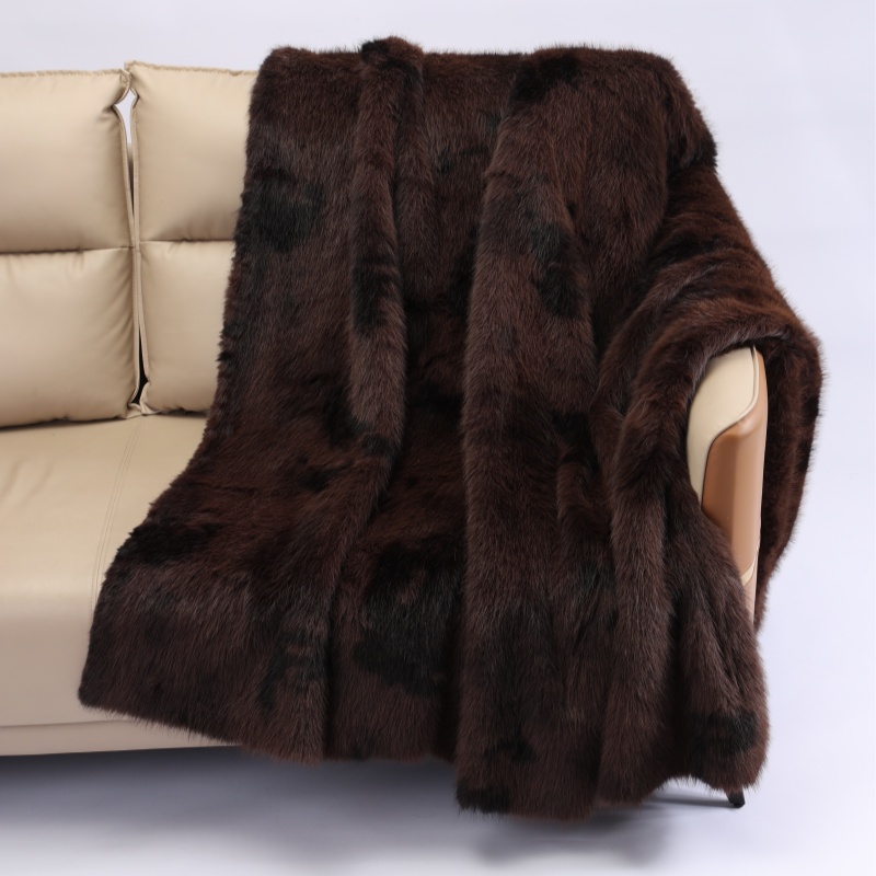 Modern Luxury Dark Brown Faux Fur Blanket - OEKO-TEX Certified Multi-Use Blanket for Various Settings